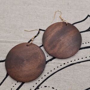 Large round earrings discount shape brown wooden boho handmade earings